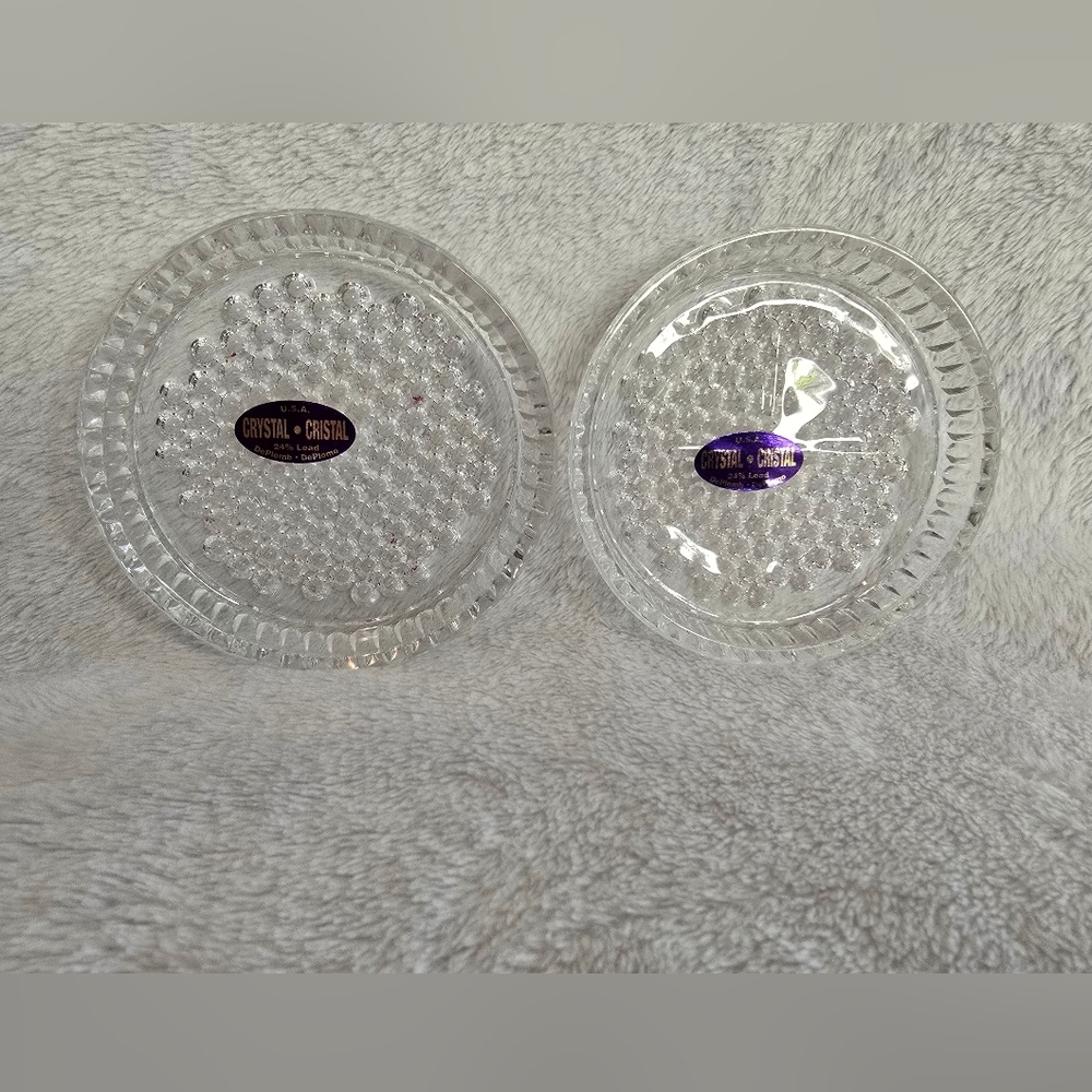 Set Of 2 Crystal Coasters, Genuine Crystal